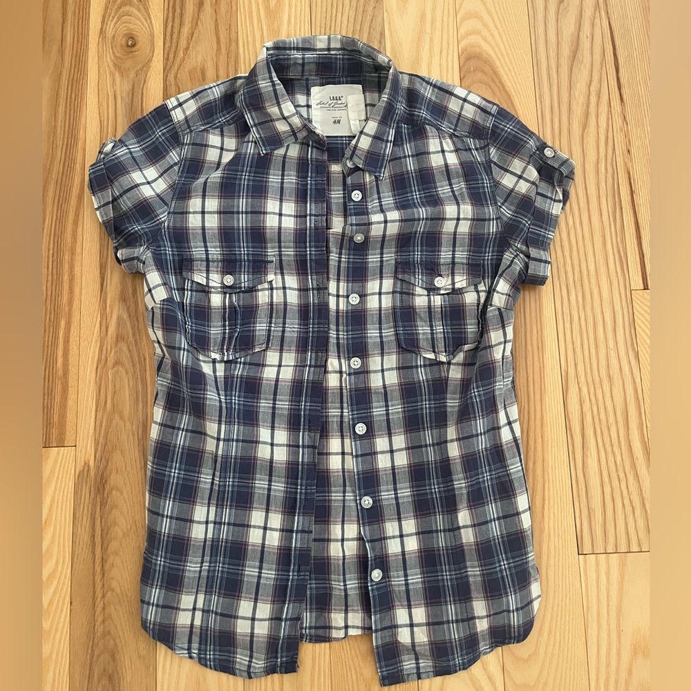 Purple H&M Plaid Button Up